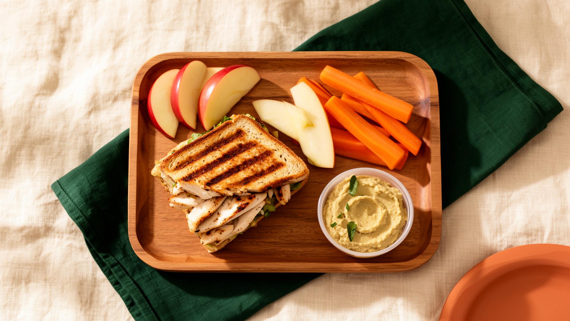 A wholesome school lunch tray